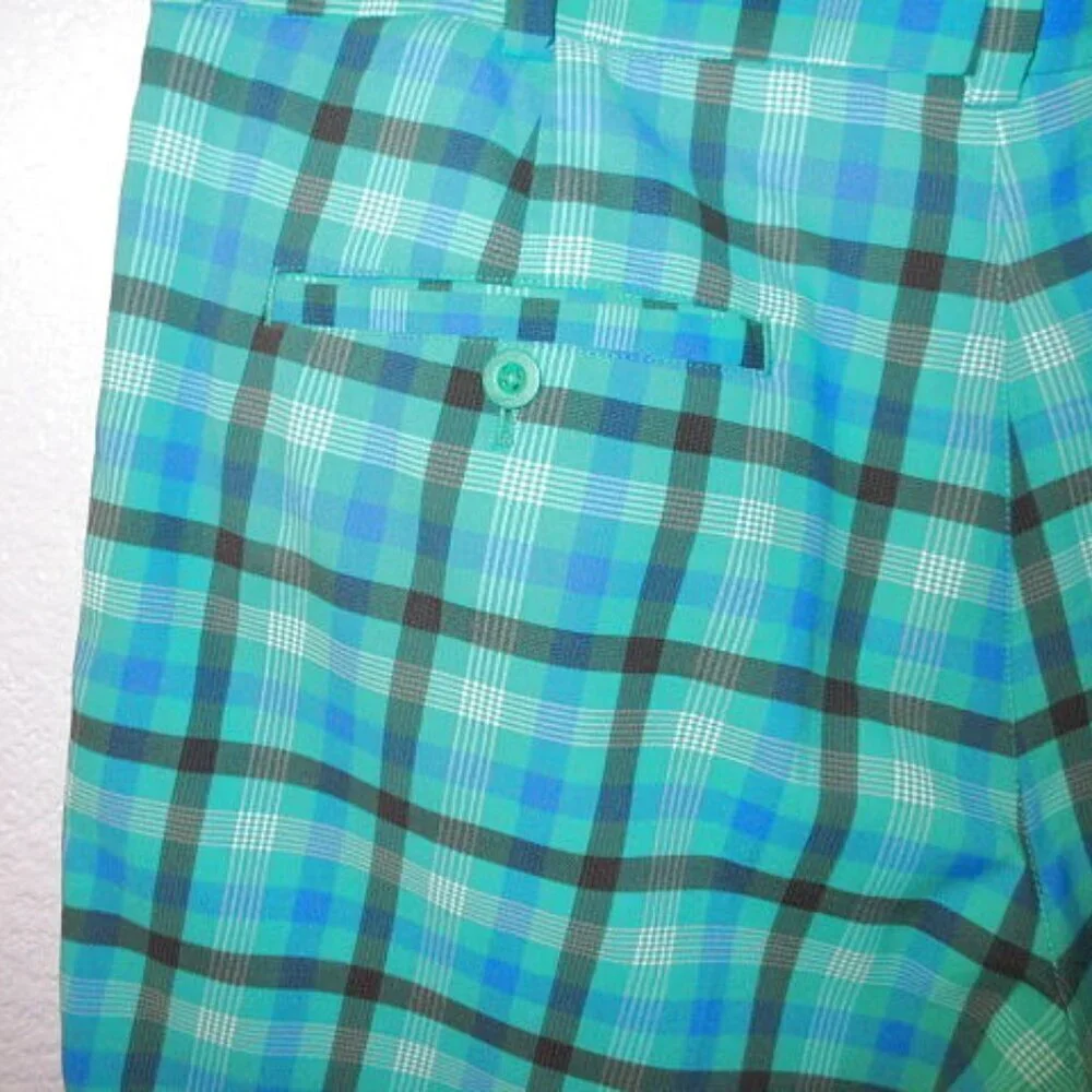 Nike Golf Shorts Mens Size 34 Performance Stretch Dri-Fit Blue Plaid Gorp 11”